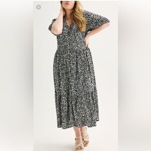 Floral Black and White Dress